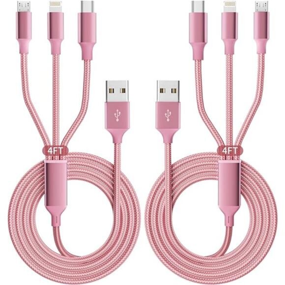 Multi Charging Cable(2Pack 4FT), 3 in 1 Charging Cable Nylon Braided USB - Picture 7 of 7